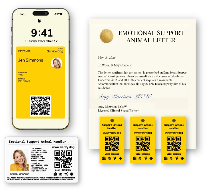 ESA Plus letter kit with ID card and documents