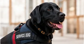Service dog in harness