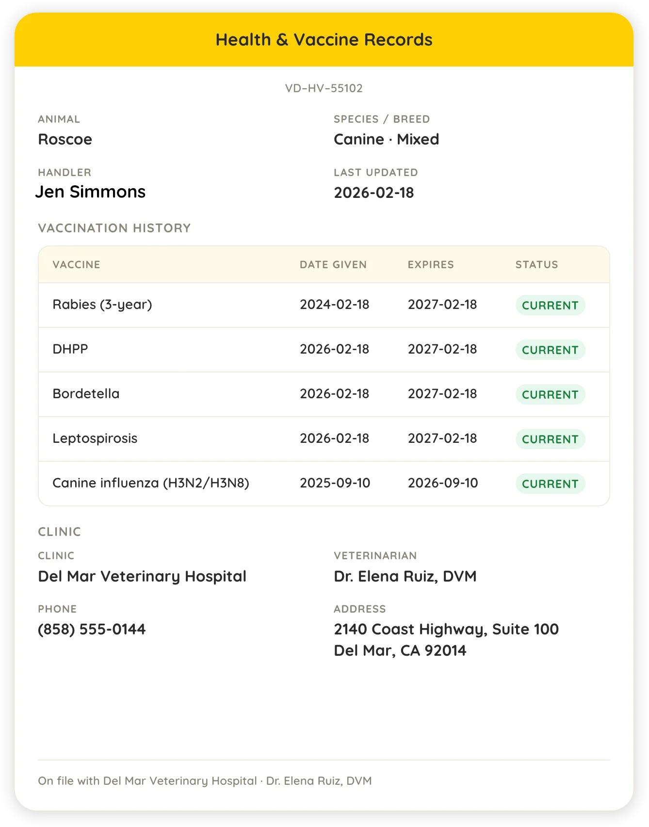 Health and vaccine records